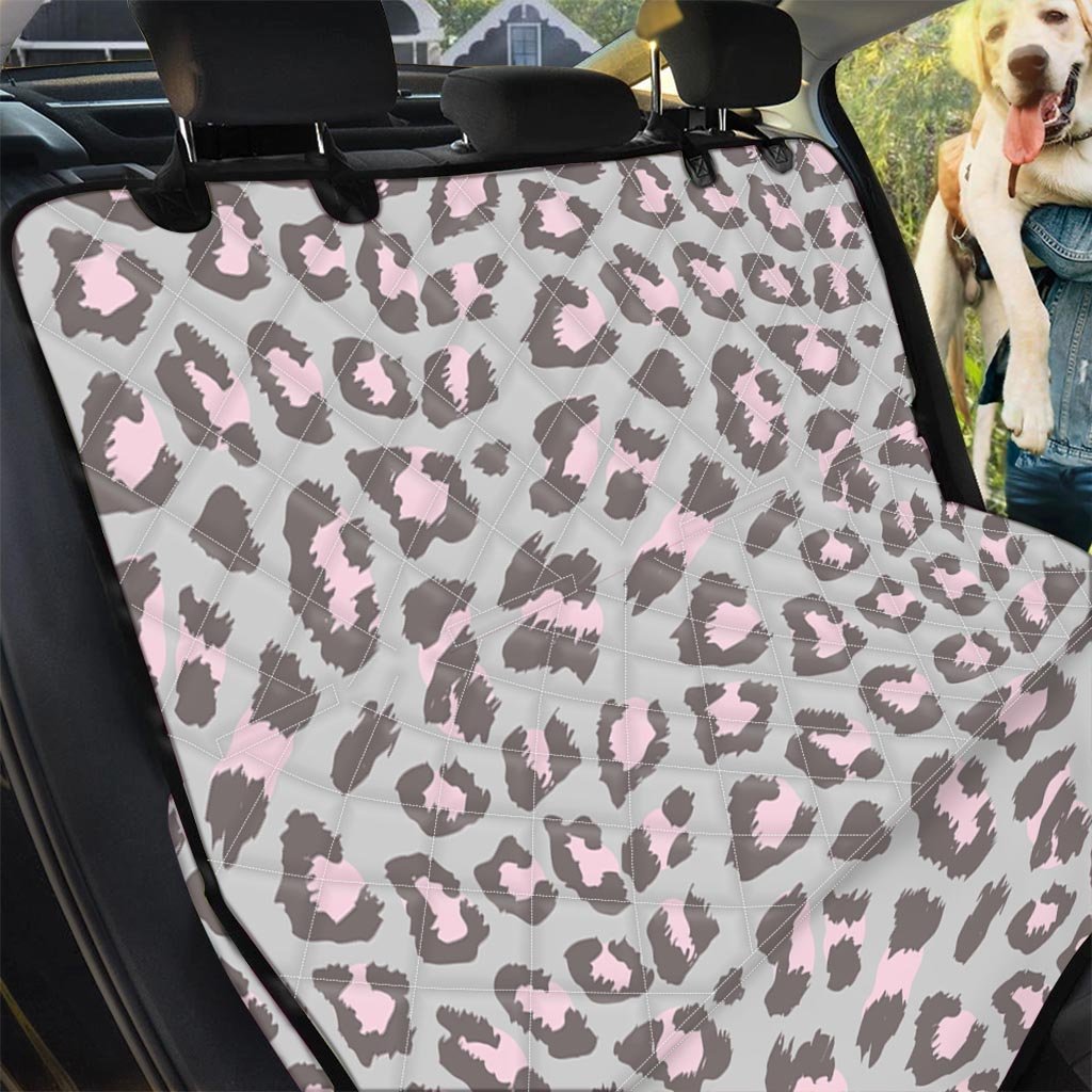 Grey And Pink Leopard Pet Car Seat Cover