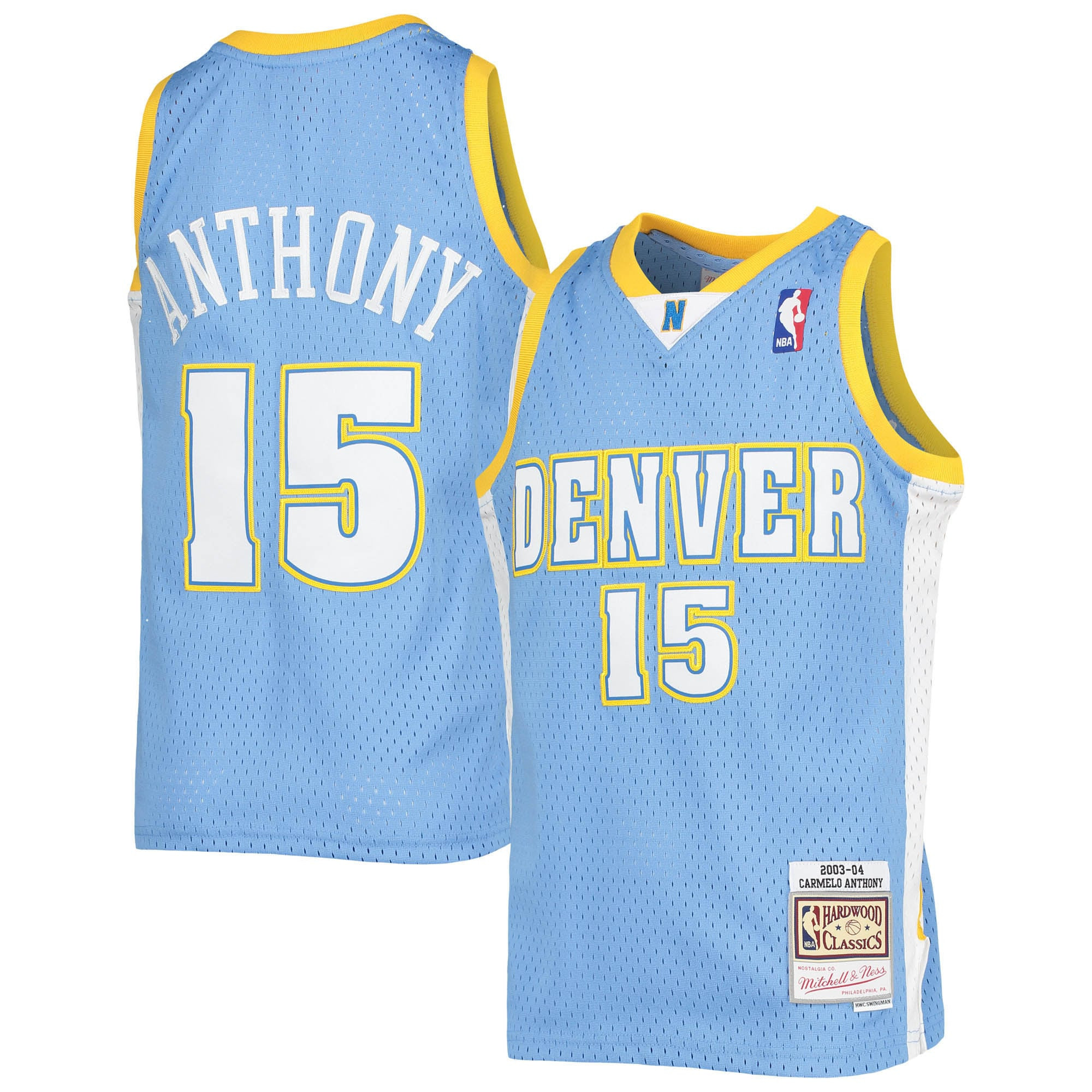 Carmelo Anthony Denver Nuggets Mitchell & Ness 2003-04 Hardwood Classics Swingman Jersey – Powder Blue NBA