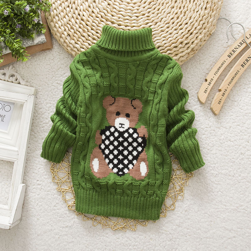 Baby Cartoon Bear Casual Basic Sweater Crewneck Thick Kids Slouchy Soft Warm Wool Clothing for Boys Girls Autumn Winter Sweaters alx