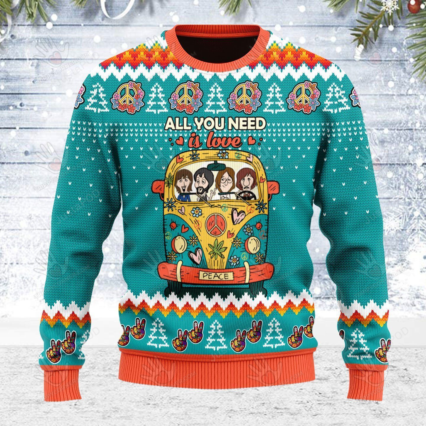 Merry Christmas All You Need Is Love Ugly Christmas Sweater,… Ugly