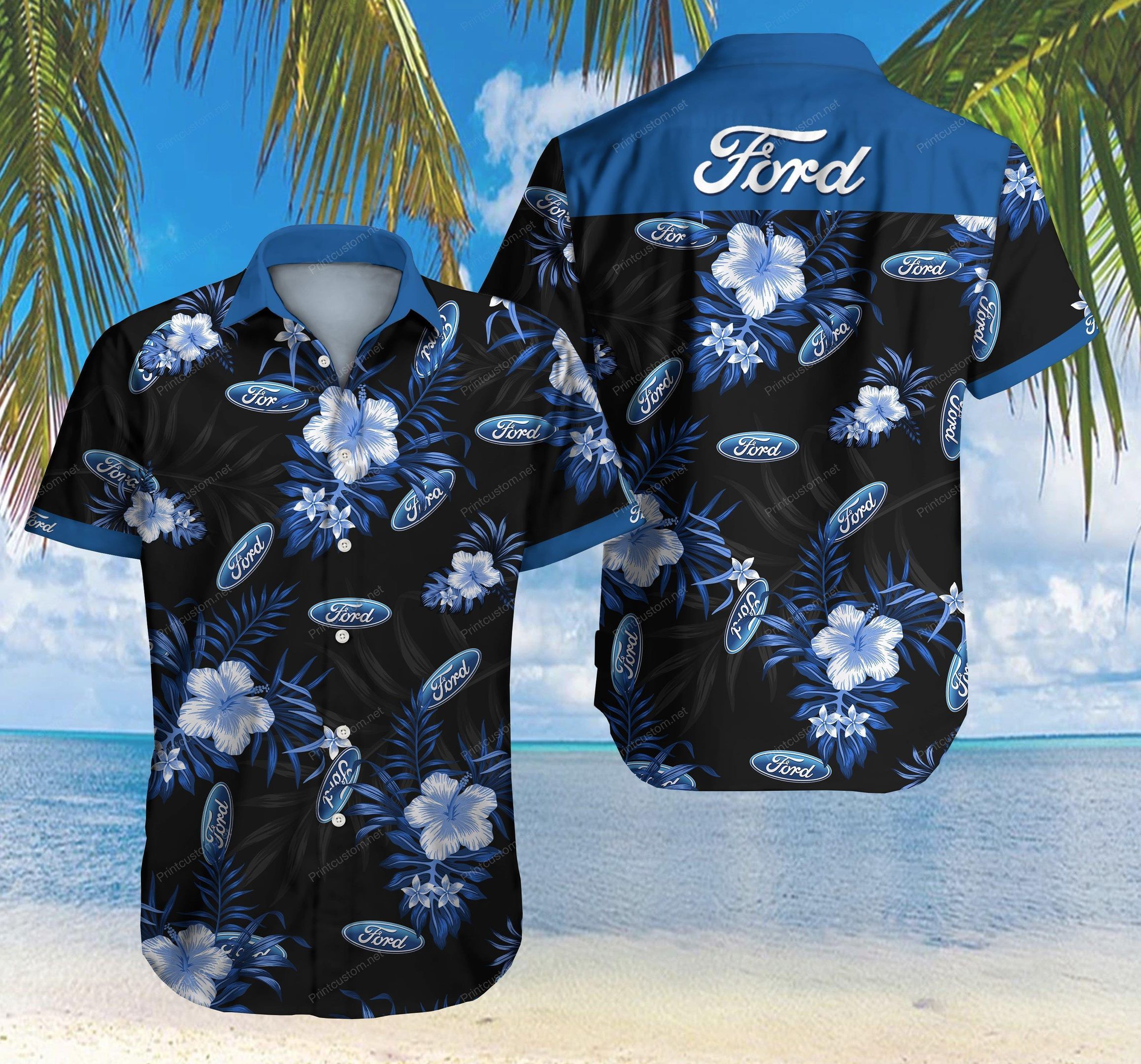 Tlmus Ford Hawaiian Shirt Summer Button Up For Men Beach Wear Short Sleeve Hawaiian Ha80346