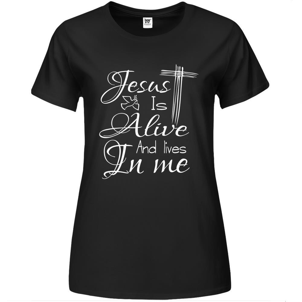 Jesus Is Alive And Lives In Me Cute Happy Easter Christian Premium Womens Tshirts