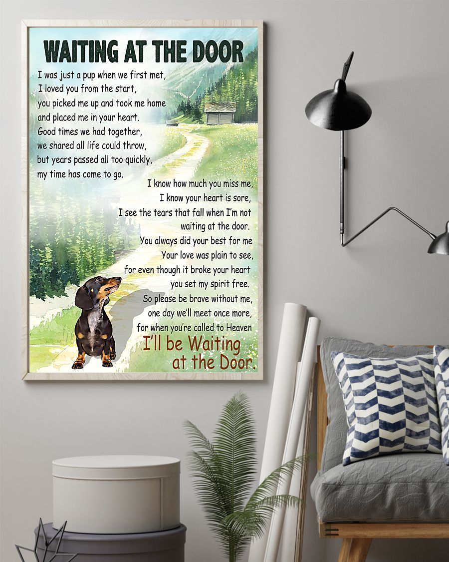 261DDTDOG-DACHSHUND DOG WAITING AT THE DOOR Vertical Poster - Poster ...