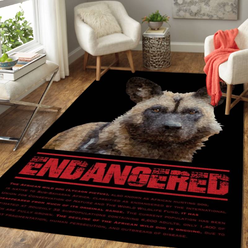 African Wild Dog – Endangered Animals Area Rug Carpet