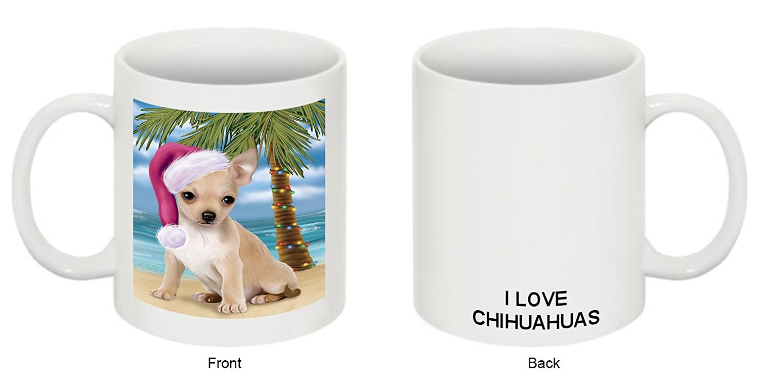 Summertime Chihuahua Puppy On Beach Christmas Mug Cmg0792