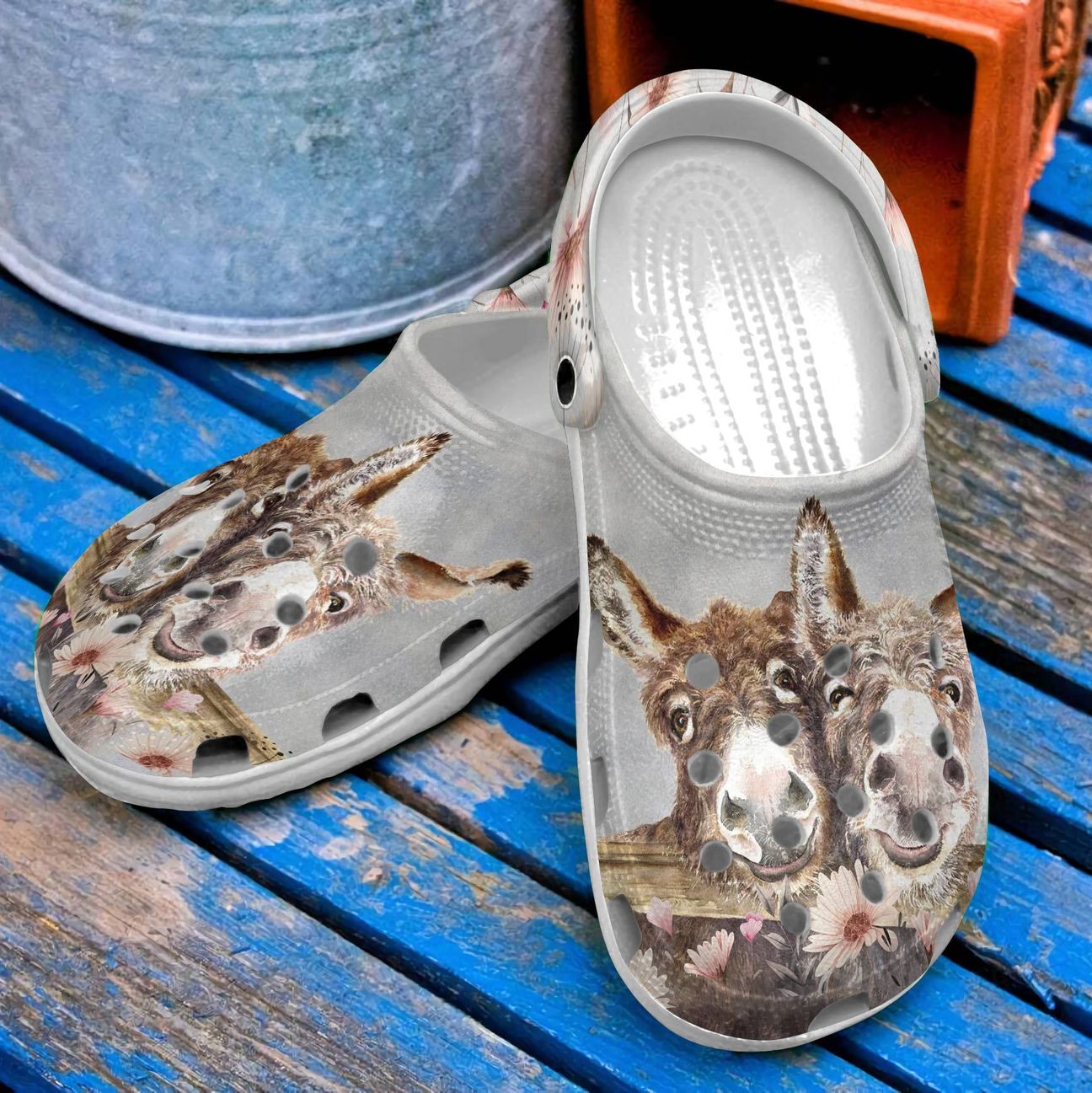 Farmer Personalized Clog, Custom Name, Text, Color, Number Fashion Style For Women, Men, Kid, Print 3D Happy Donkey