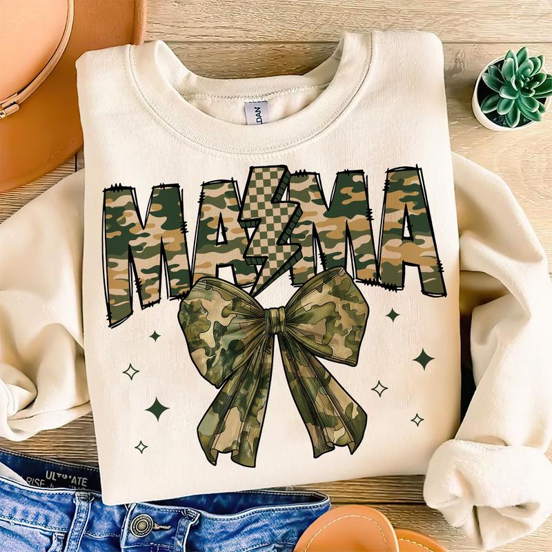 Hunting Mama Camo Bow Tee, Hunting Season Camo Bow Deer Duck Mama Sweatshirt