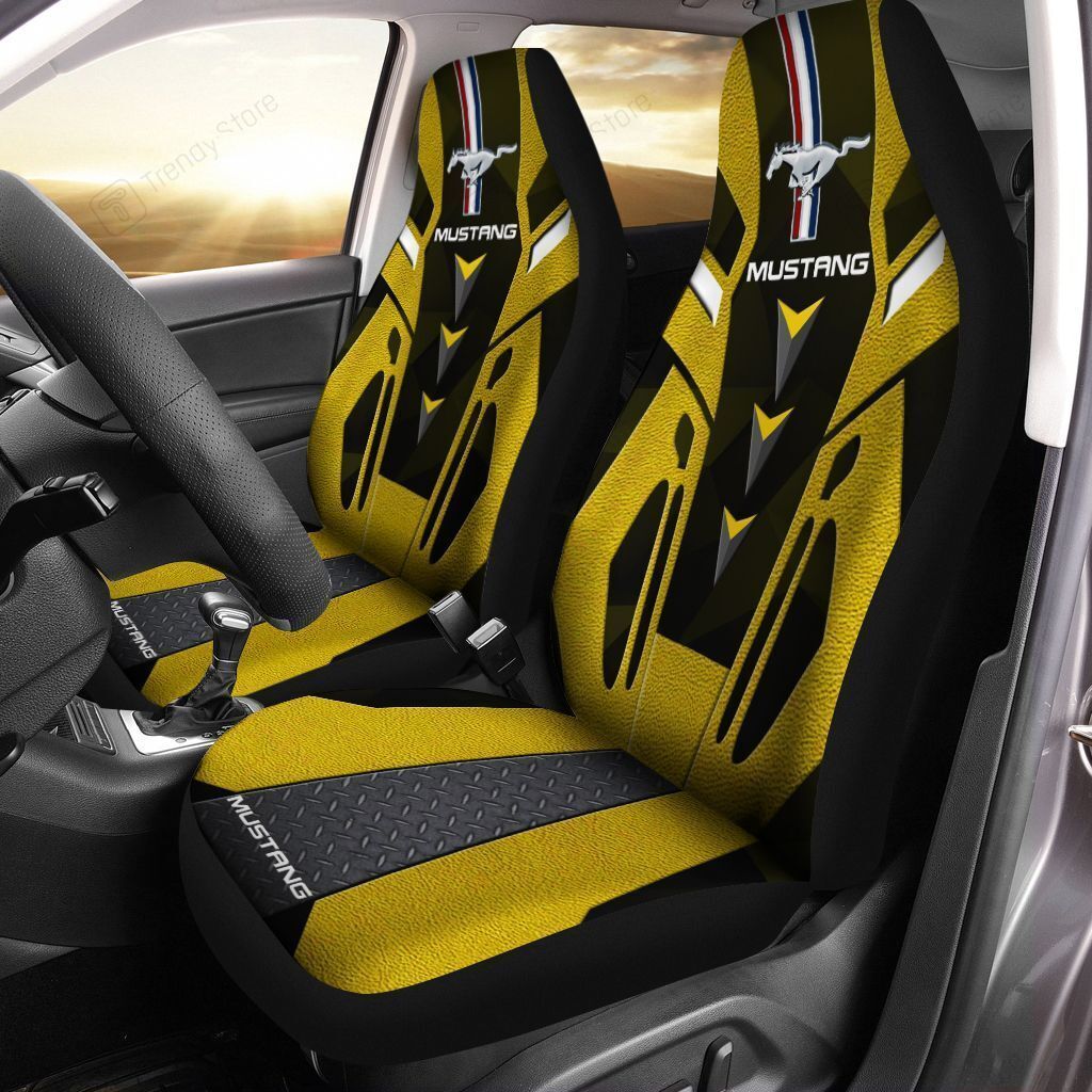 FORD MUSTANG CAR SEAT COVER (SET OF 2) VER1 (YELLOW)