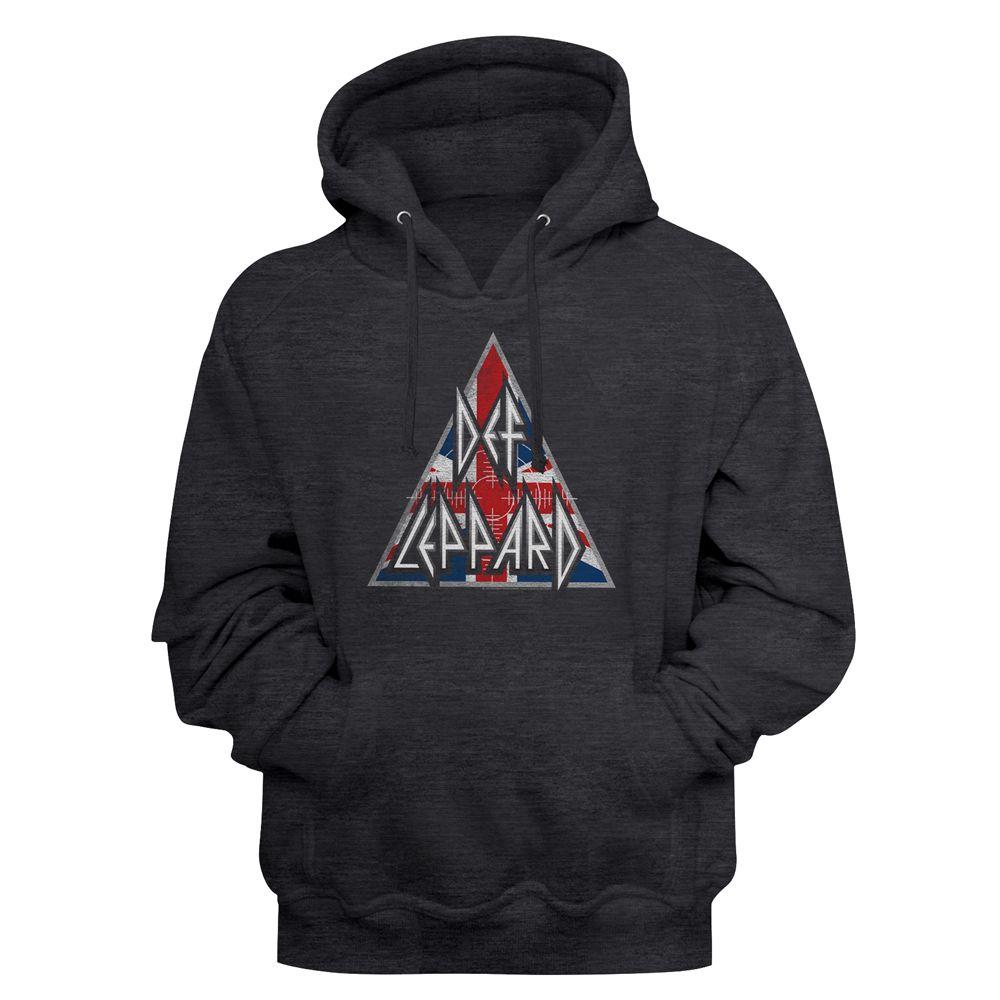 Def Leppard – Brit Logo | Charcoal Heather L/S Pullover Adult Hoodie