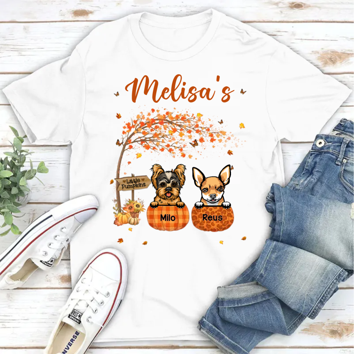 Custom Little Pumpkins Fall Season – Autumn Gift, Personalized Shirt For Dog Lovers