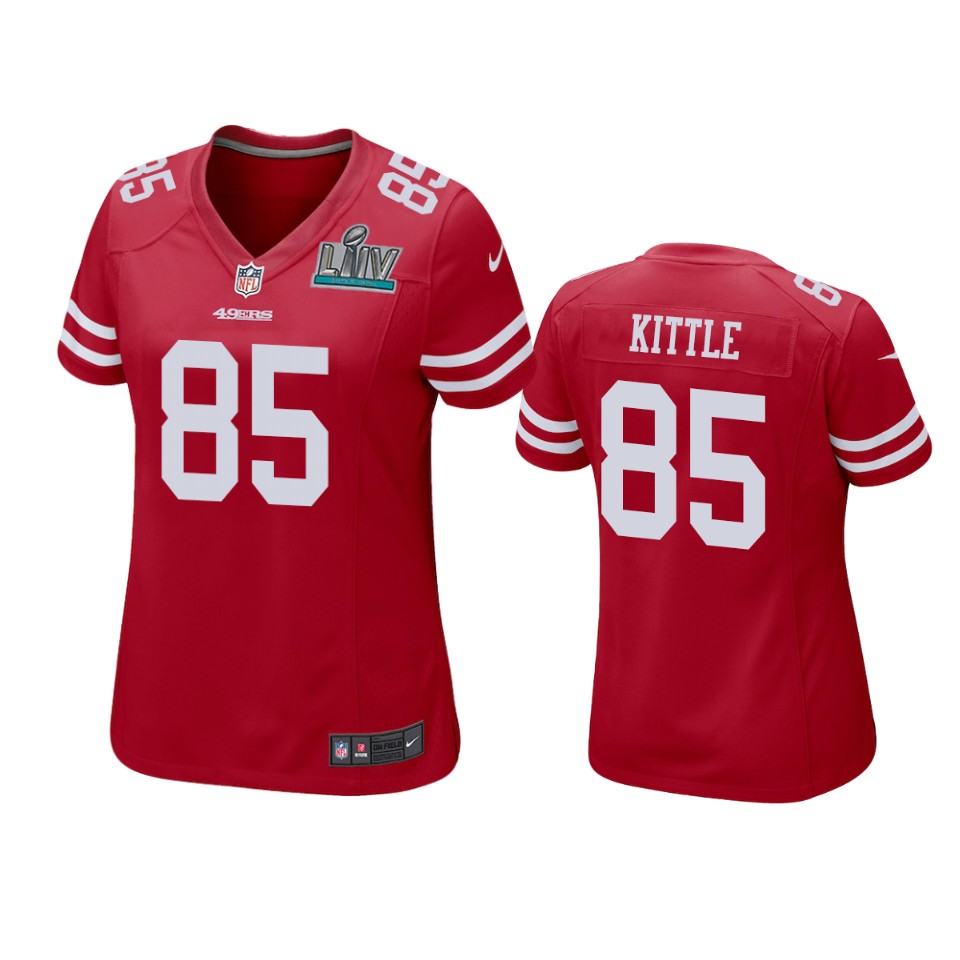 Womens San Francisco 49ers George Kittle Scarlet Super Bowl Liv Game Jersey