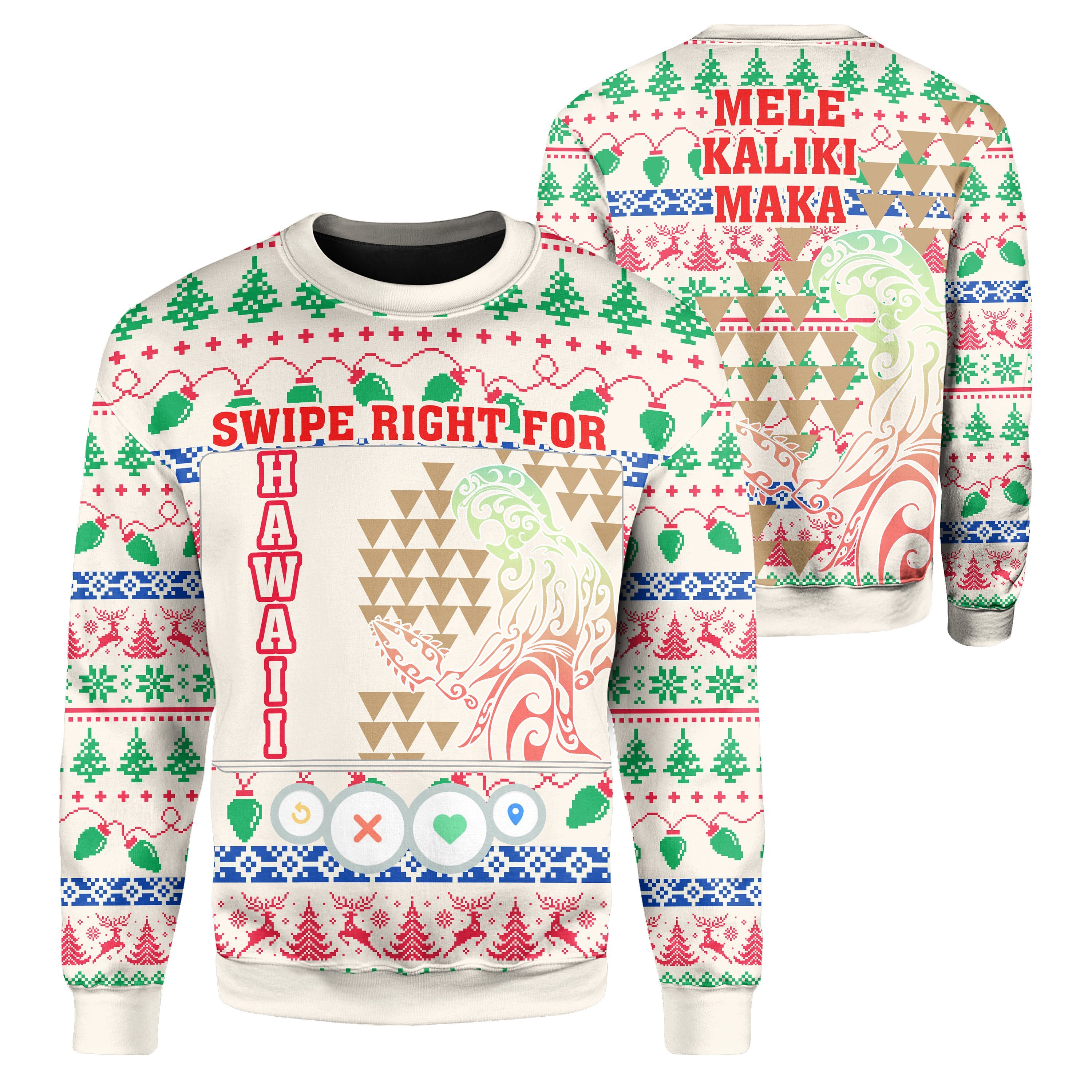 Swipe Right For Hawaii Ugly Christmas Sweater | For Men & Women | Adult | Us5434