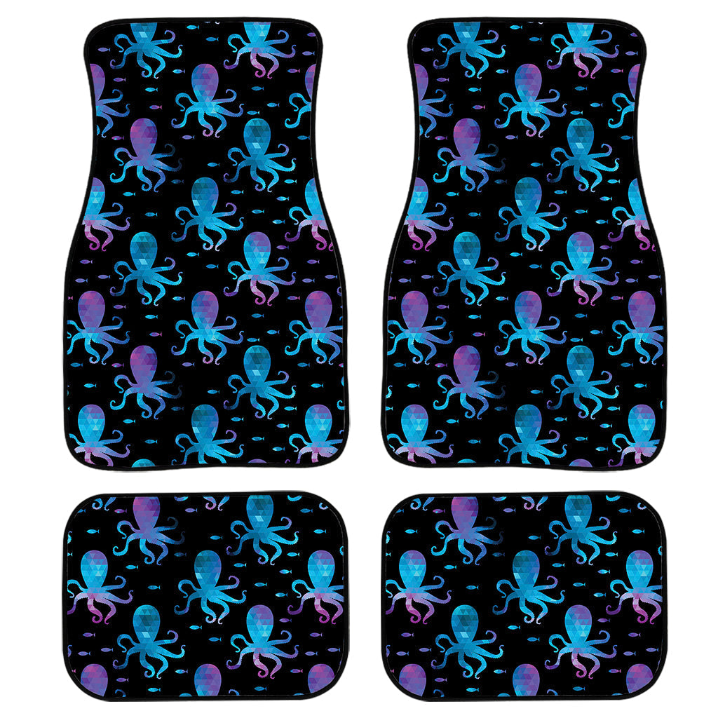 Purple And Teal Octopus Pattern Print Front And Back Car Floor Mats, Front Car Mat