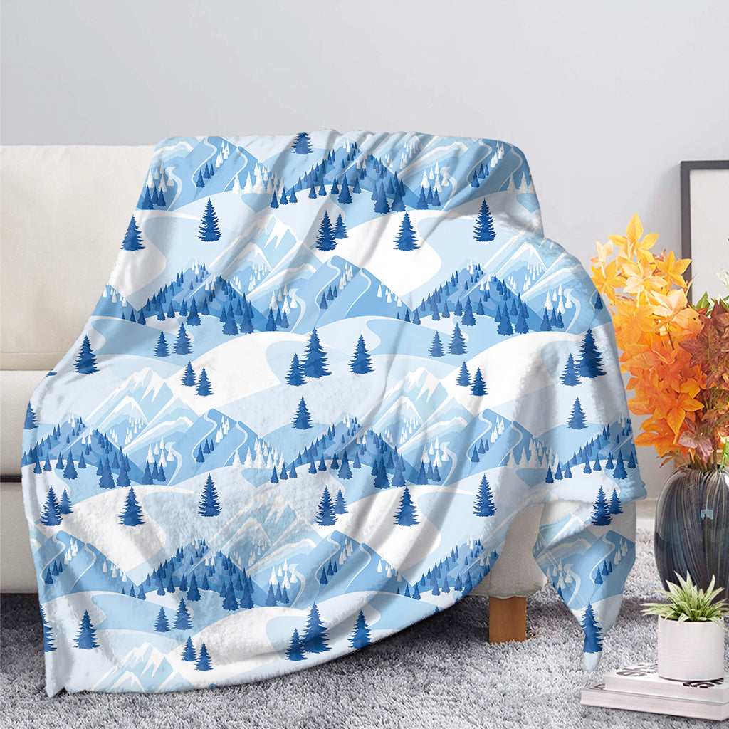 Skiing Mountain Print Blanket