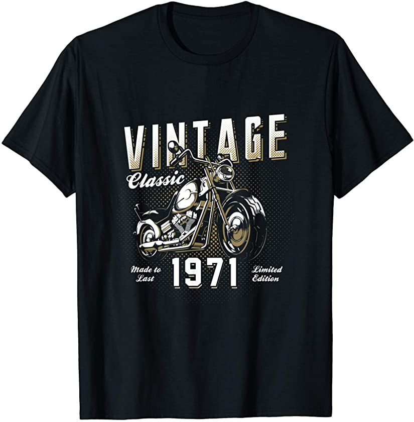 Vintage Motorcycle Born 1971 Classic Motorbike Birthday T-Shirt