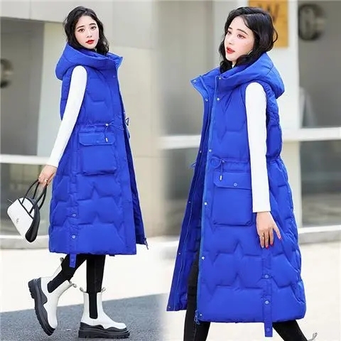 Winter Women LongWarm Vest Women’s Fashion Solid Waistcoat Slim Sleeveless Jacket Coats Female Down Cotton Hooded Vests Snow 925 alx