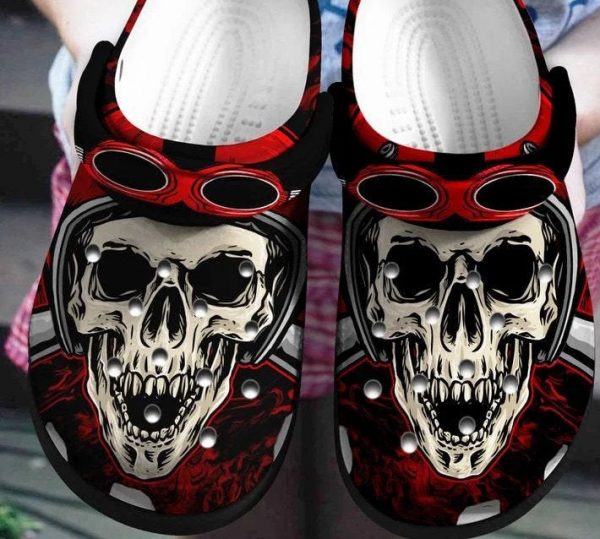 Skull Motorcycling Biker Adults Kids Crocs Crocband Clog Shoes For Men Women Ht