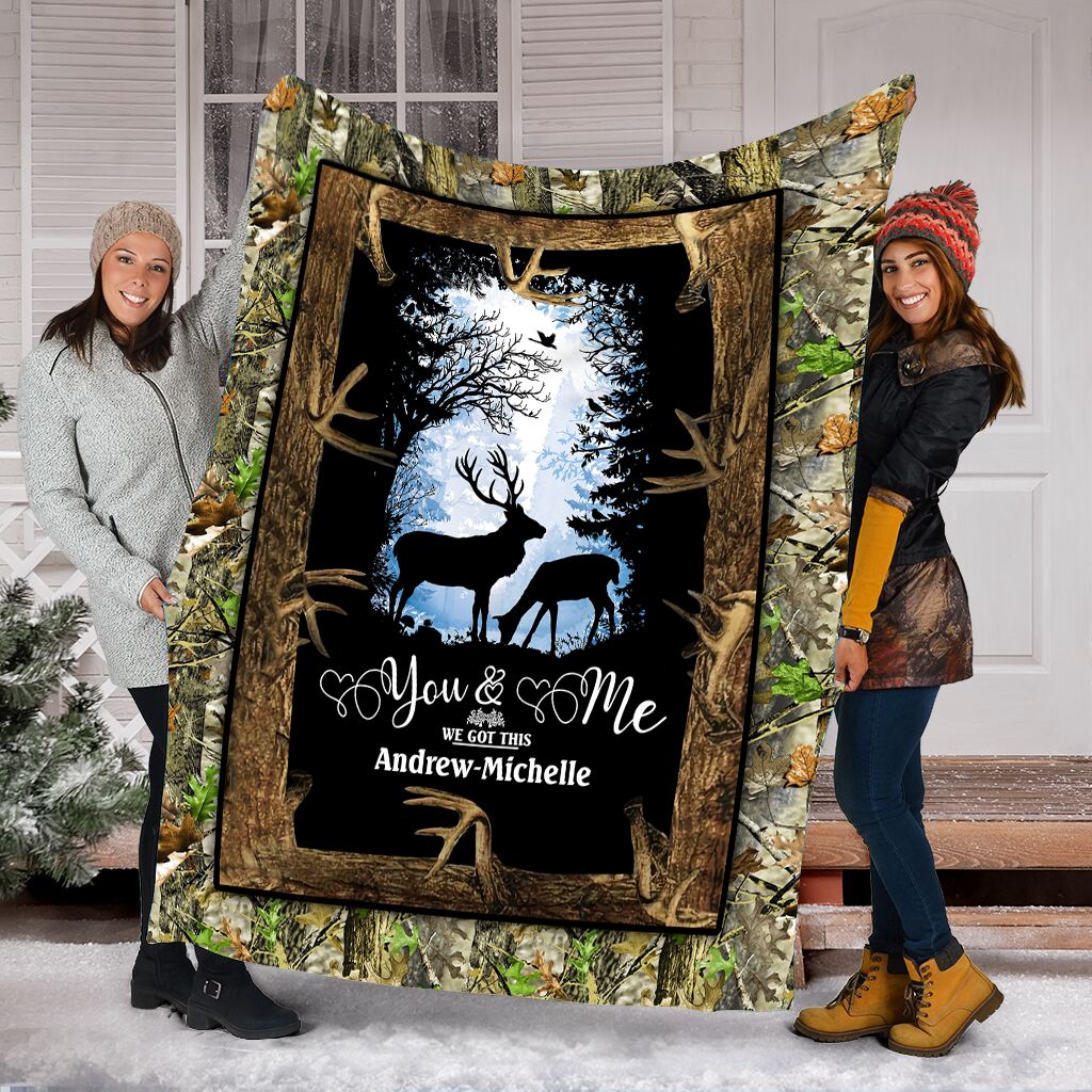 [Personalized Name] You And Me We Got This Valentine Hearts –  Gift For Couple Unique Gifts Ideas For Home Decor Gifts For Family – Fleece Blanket Sherpa Blanket