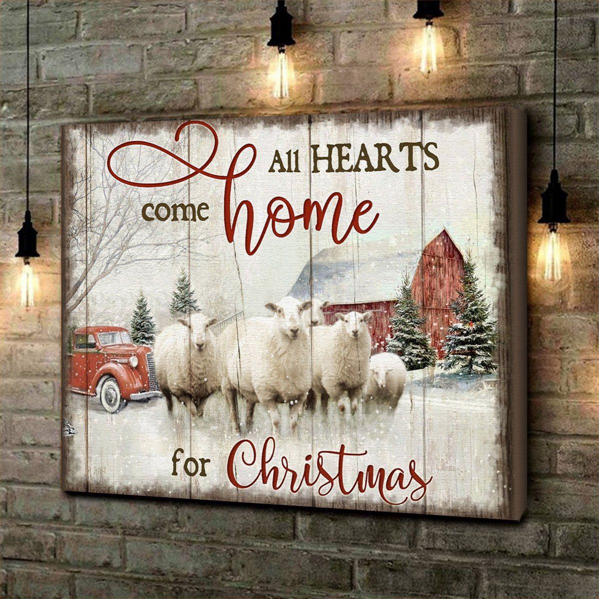 Personalized All Hearts Come Home For Christmas Sheeps Version Christmas Gift Idea – Canvas Prints Poster Wall Art