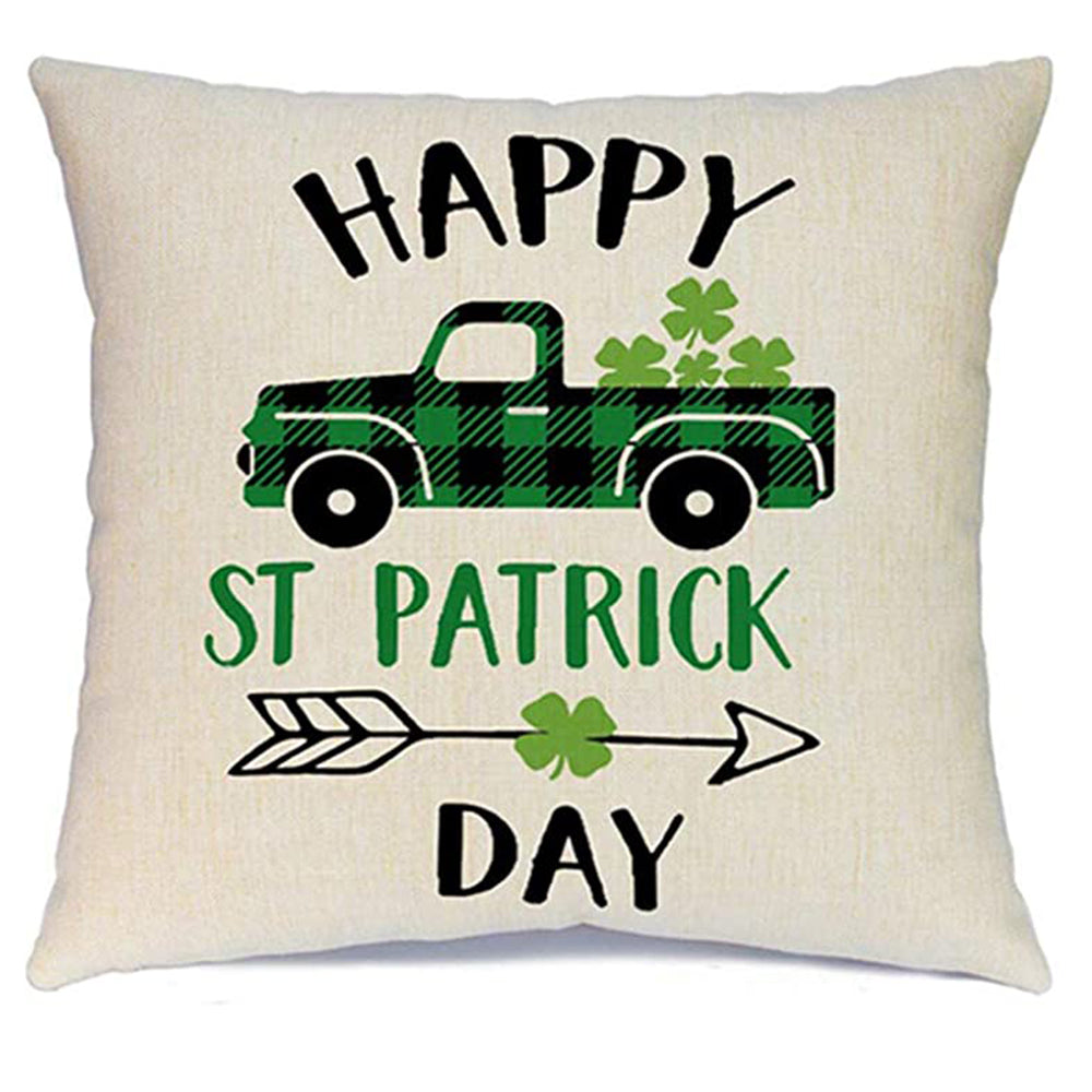 St Patrick’S Day Pillow Covers Shamrock Happy St Patrick’S Day Decorations Green Clover Buffalo Plaid Lucky Truck Decorative Pillow Cases Throw Cushion Covers