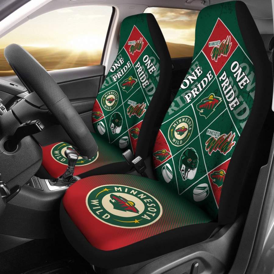 Colorful Pride Flag Minnesota Wild Car Seat Covers