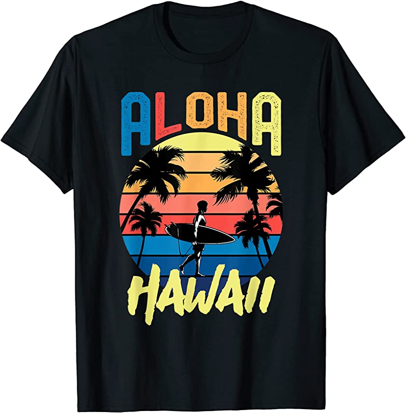 Aloha Hawaii Hawaiian Island Retro Vintage 1980s Surf Tee T-Shirt