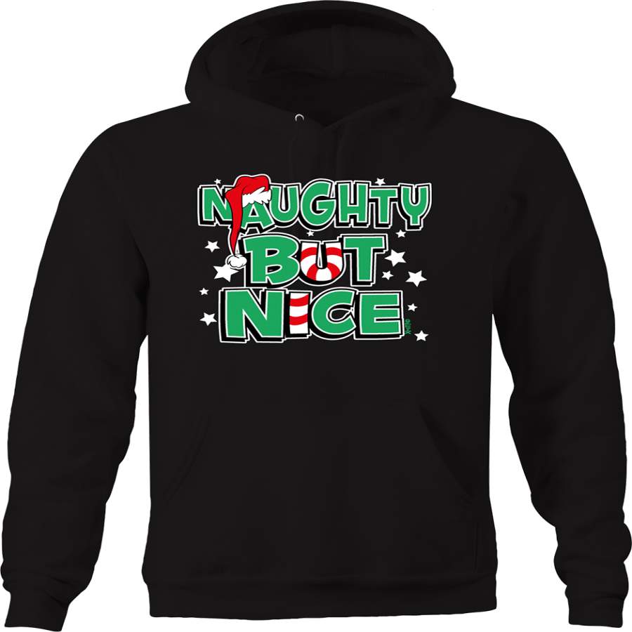 Naughty But Nice Candy Cane Santa Hat Christmas Holiday Spirit Hoodie