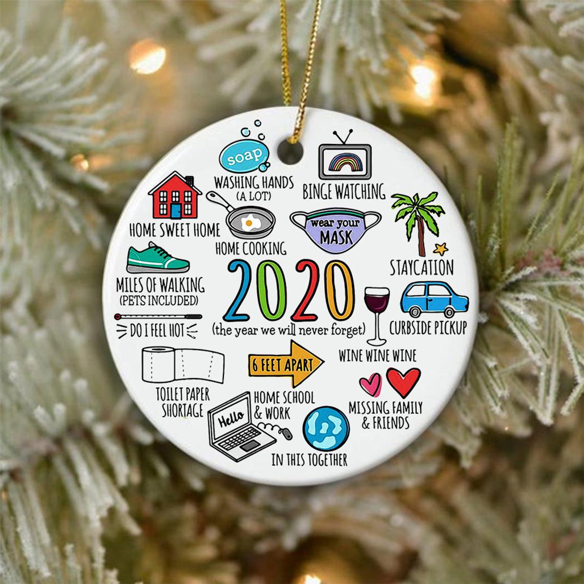 2020 Memories Round Ceramic Ornament, Pandemic Ornament, Christmas Decoration, Toilet Paper Ornament, Quarantine Christmas Ornament