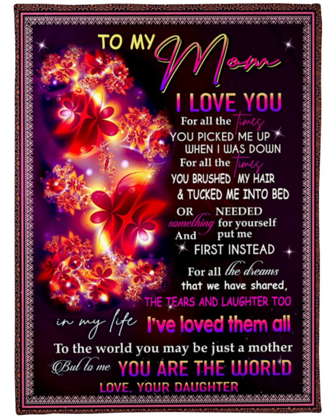 To My Mother I Love You For All The Times Fleece Blanket Gift For Family,Birthday,Parents,Mother,Mom Gift Home Decor Bedding Couch Sofa Soft And Comfy