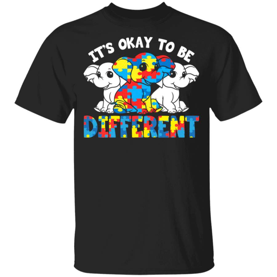 It’s Ok To Be Different Cute Elephant Autism Awareness Autistic Children Autism Patient Kids Men Women Elephant Lover Gifts Youth T-Shirt