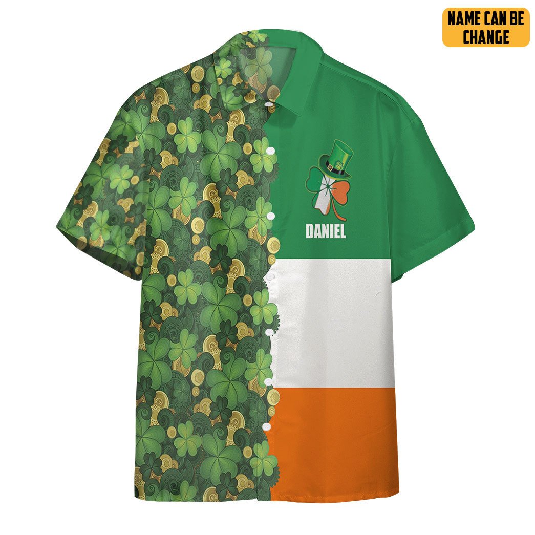 Gearhumans Gold Coins Day Irish Ireland Flag Custom Name Hawaii Shirt Ha77398