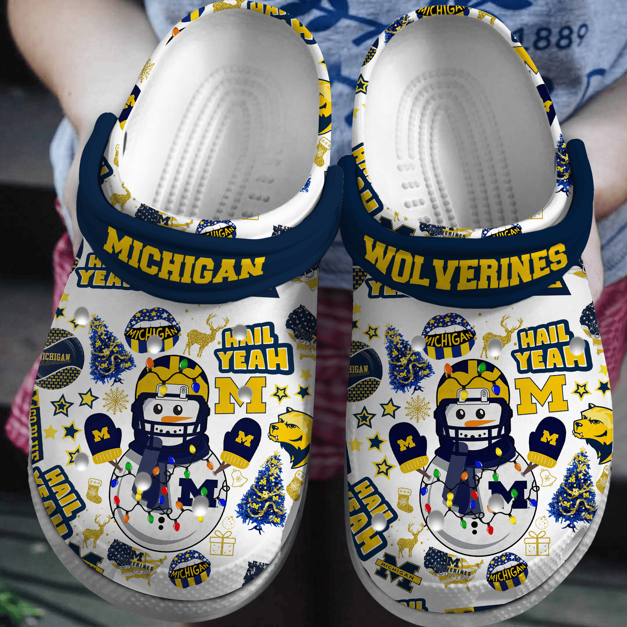 Merry Christmas Michigan Wolverines NCAA Sport Crocss Crocband Clogs Shoes Comfortable For Men Women and Kids