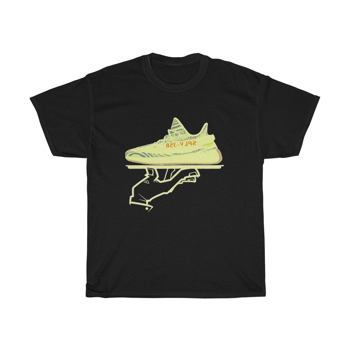 Yeezy Boost 350 V2 Semi Frozen Yellow Sneakermatch Black Mens T Shirt