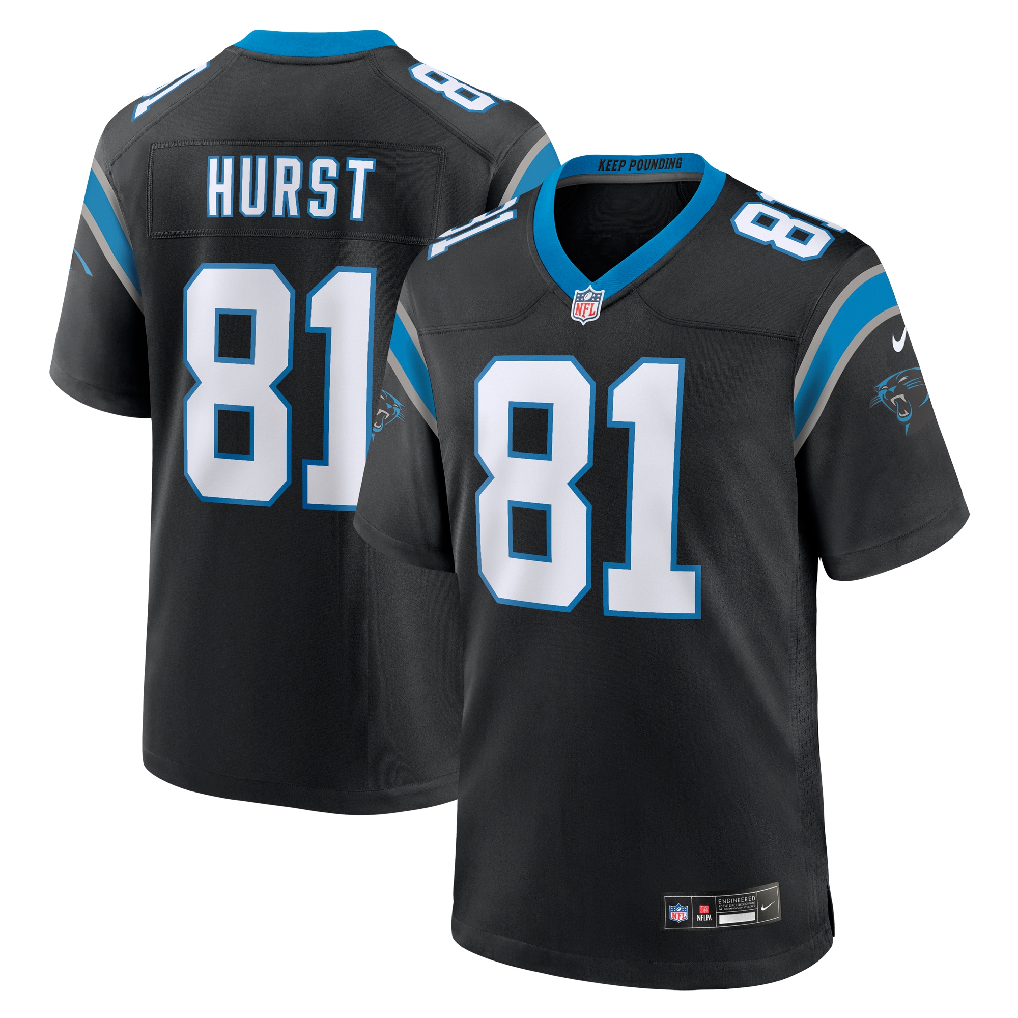 Men’s Carolina Panthers Hayden Hurst Black Team Game Jersey