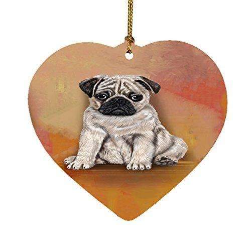 Pugs Puppy Dog Heart Christmas Ornament