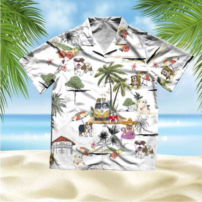 Bulldog Beach All Over Printed Hawaiian Shirt Ha46706