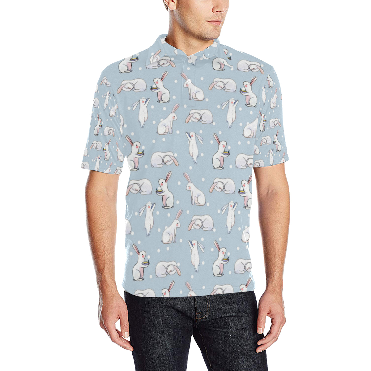 Rabbit Pattern Print Design Rb06 Men Polo Shirt