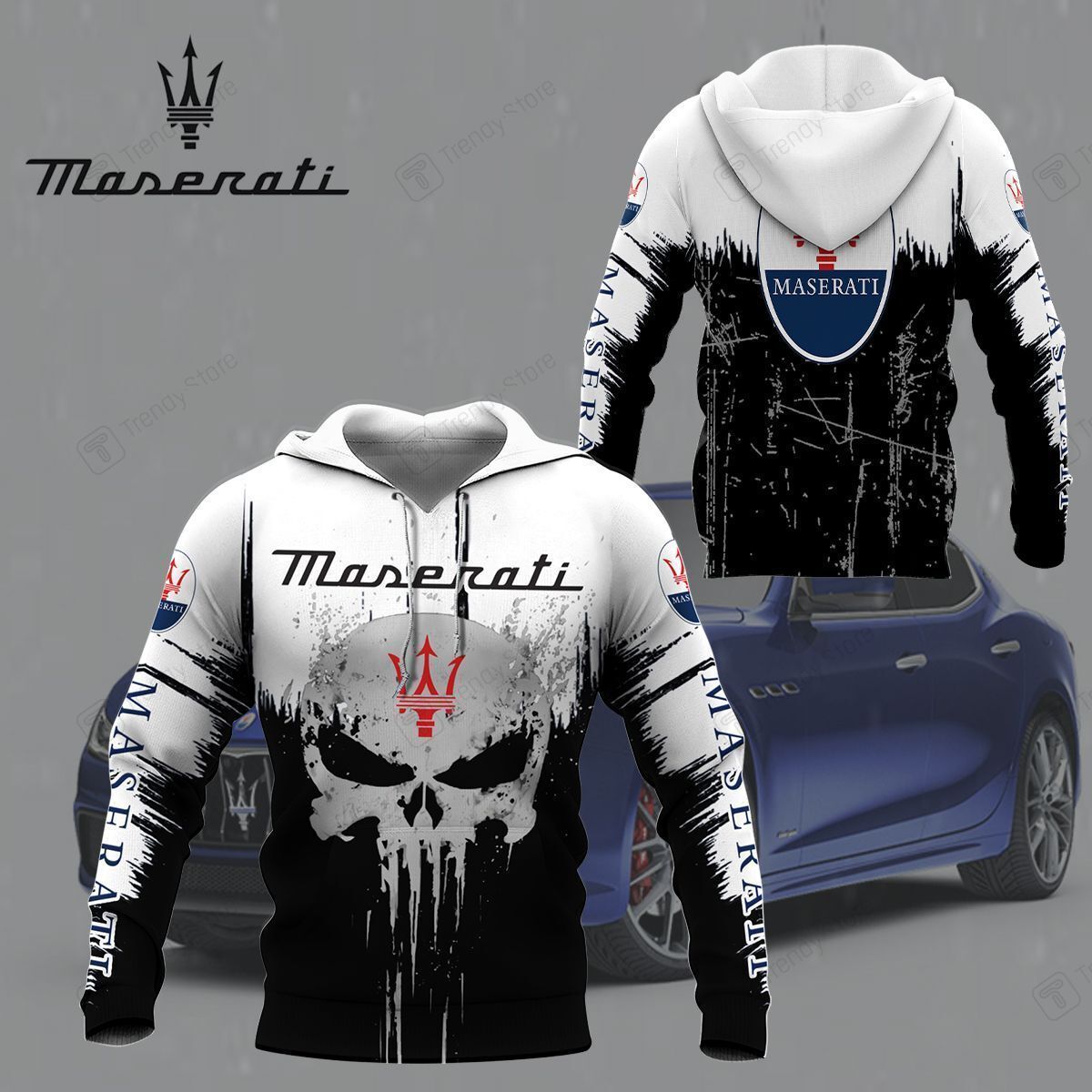 3D ALL OVER PRINTED MASERATI SHIRTS VER 3 (WHITE)