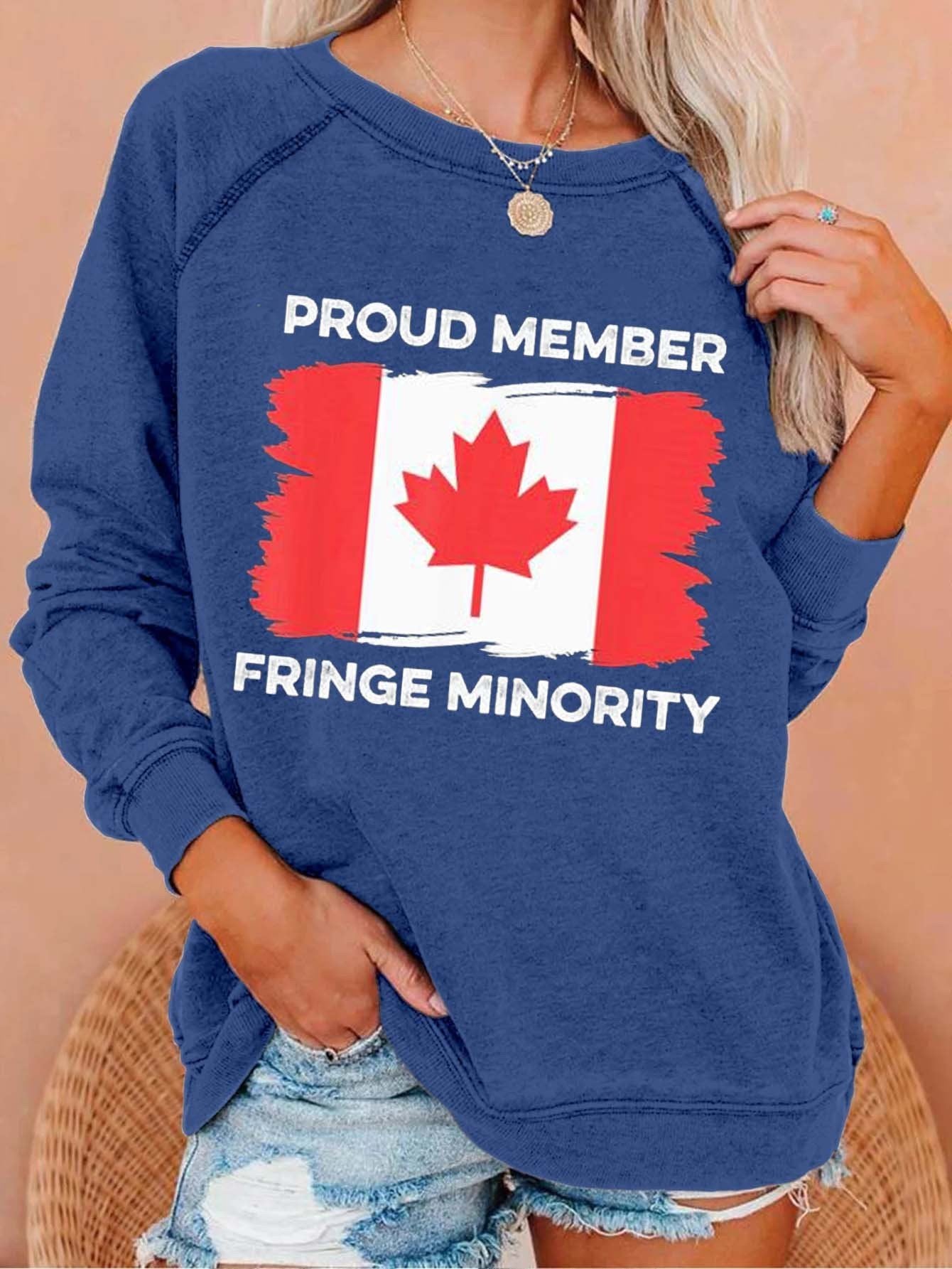 Women’S Proud Member Fringe Minority Canadian Truckers Canada Truck Sweatshirt