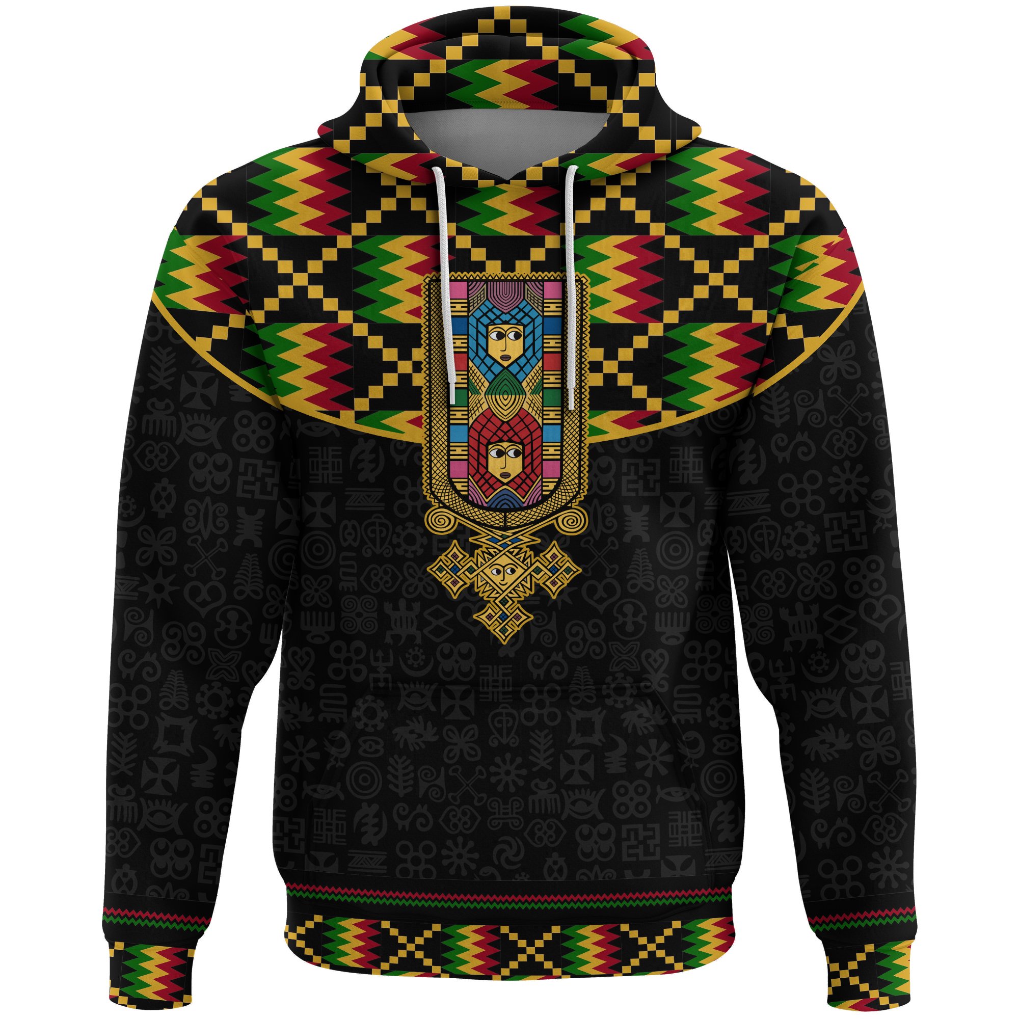 1stTheWorld Ethiopia All Over Hoodie, Ethiopia Saba Tilet Kente A10