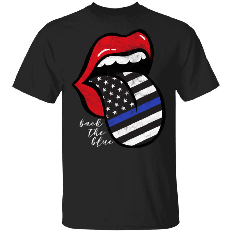 Red Lips Police Flag Tongue Back The Blue Law Enforcement Sweatshirt