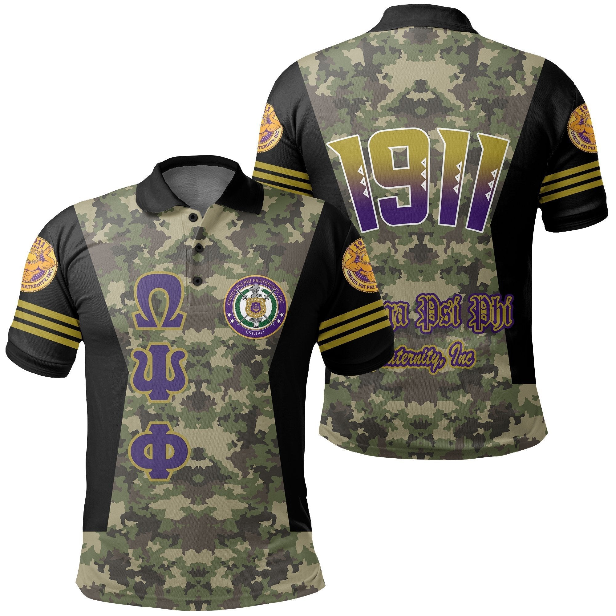 Fraternity Polo – Omega Psi Phi Fraternity Camouflage Polo Shirt Jn