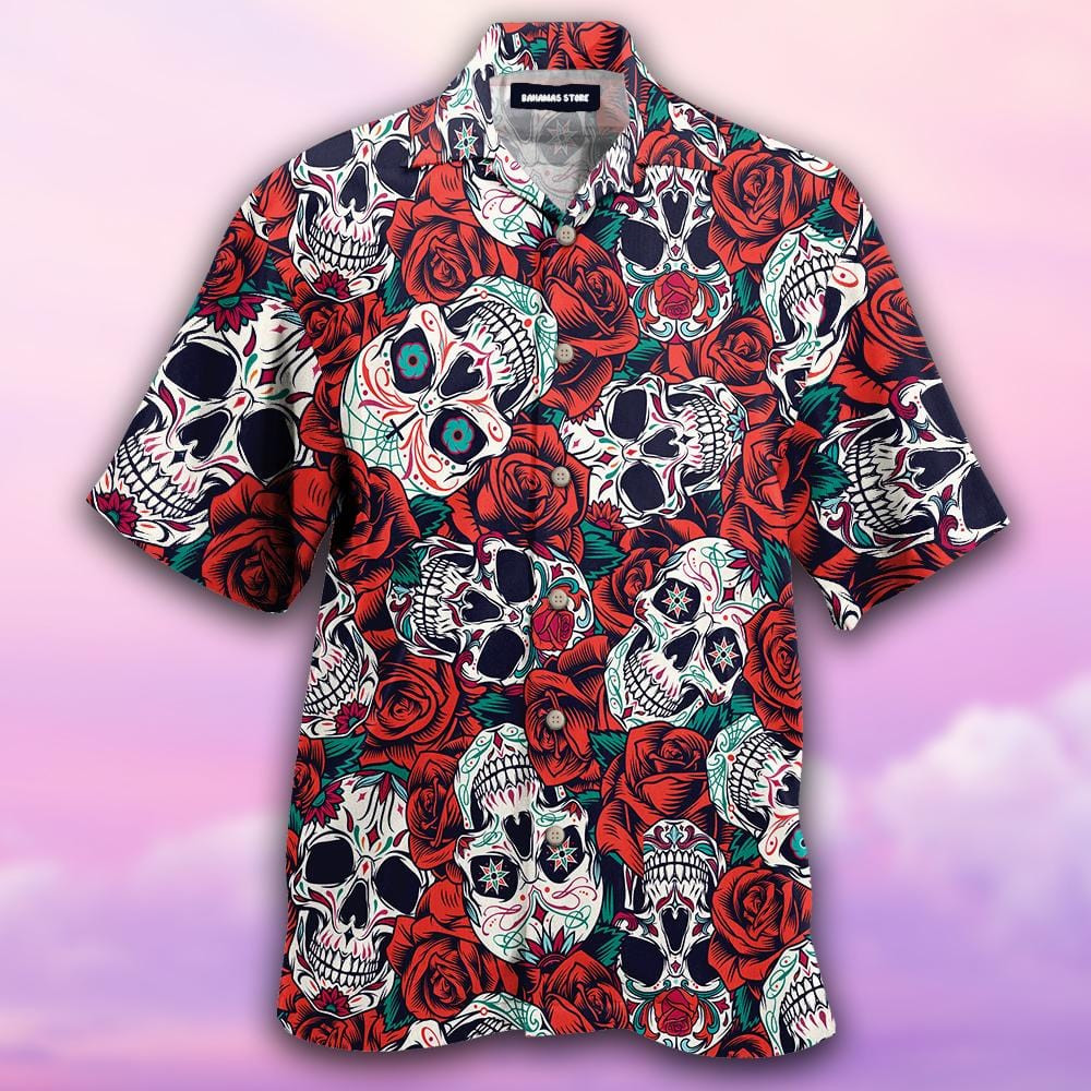 Mexico Sugar Skull Rose Hawaii Shirts Dh Ha32129