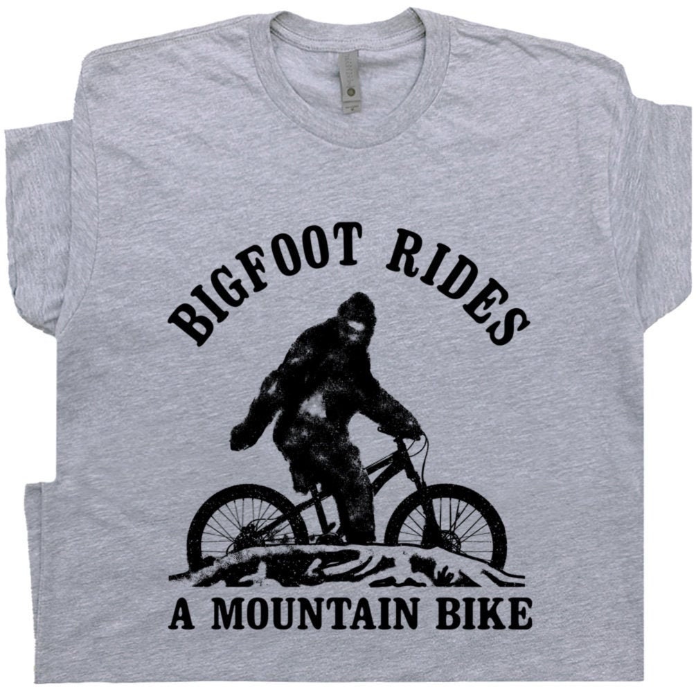 Mountain Bike Shirts Cool Bigfoot Riding A Mountain Bicycle T Shirt With Funny Vintage Saying Tee For Men Women Kids Cycling Humor Gift