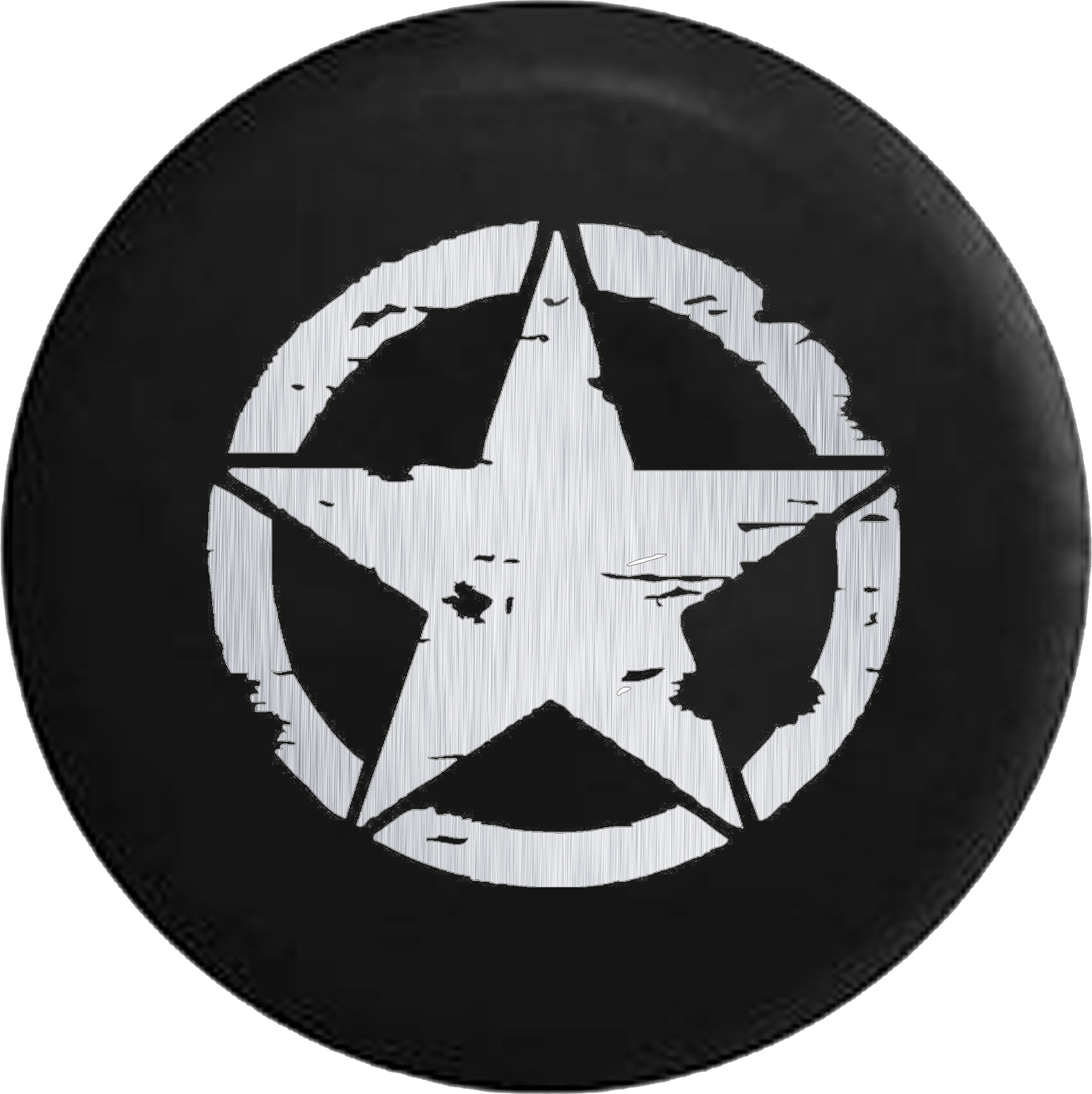 Oscar Mike Military Jeep Star Brushed Stainless Steel Jeep Camper Spare Tire Cover Custom Size – V642