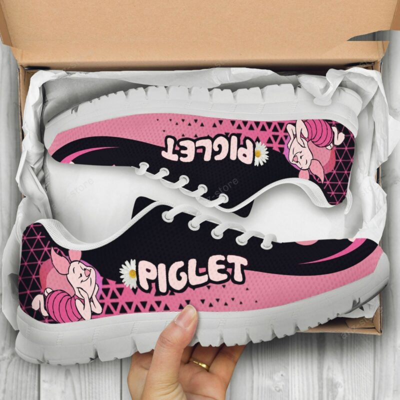 Piglet Winnie The Pooh Print Sneakers Women’S Sneakers, Handmade Crafted Sneaker White Shoes Birthday Gift Fashion Fly Sneakers