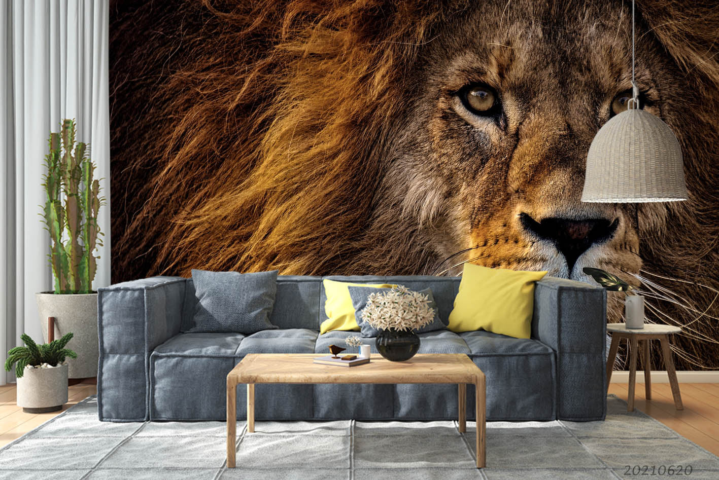 3D Animal Brown Lion Wall Mural Wallpaper Lqh 25