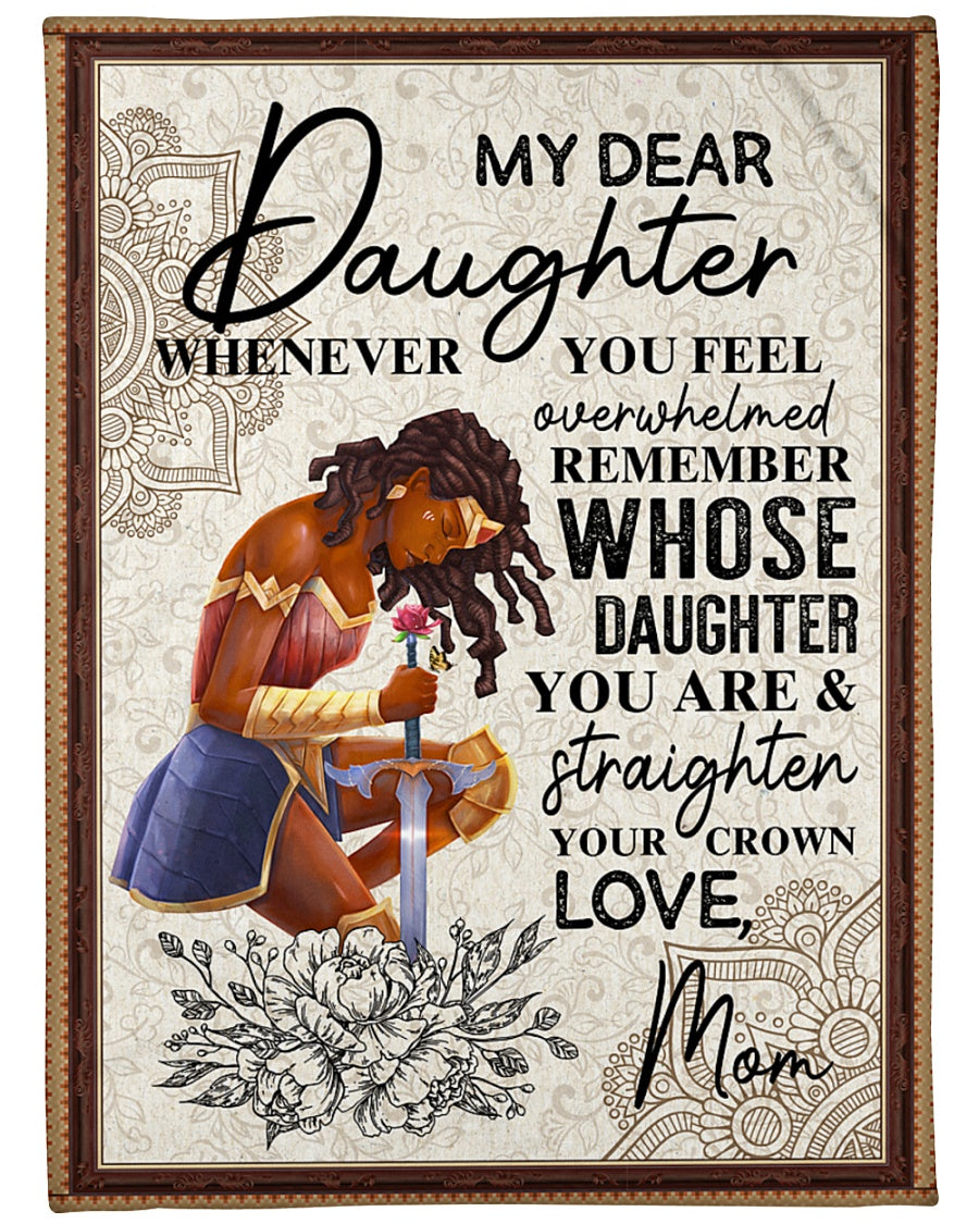 To My Daughter Wonder Woman Straighten Your Crown Fleece Blanket Gift For Family, Birthday, Daughter, Mother To Daughter Gift Home Decor Bedding Couch Sofa Soft And Comfy