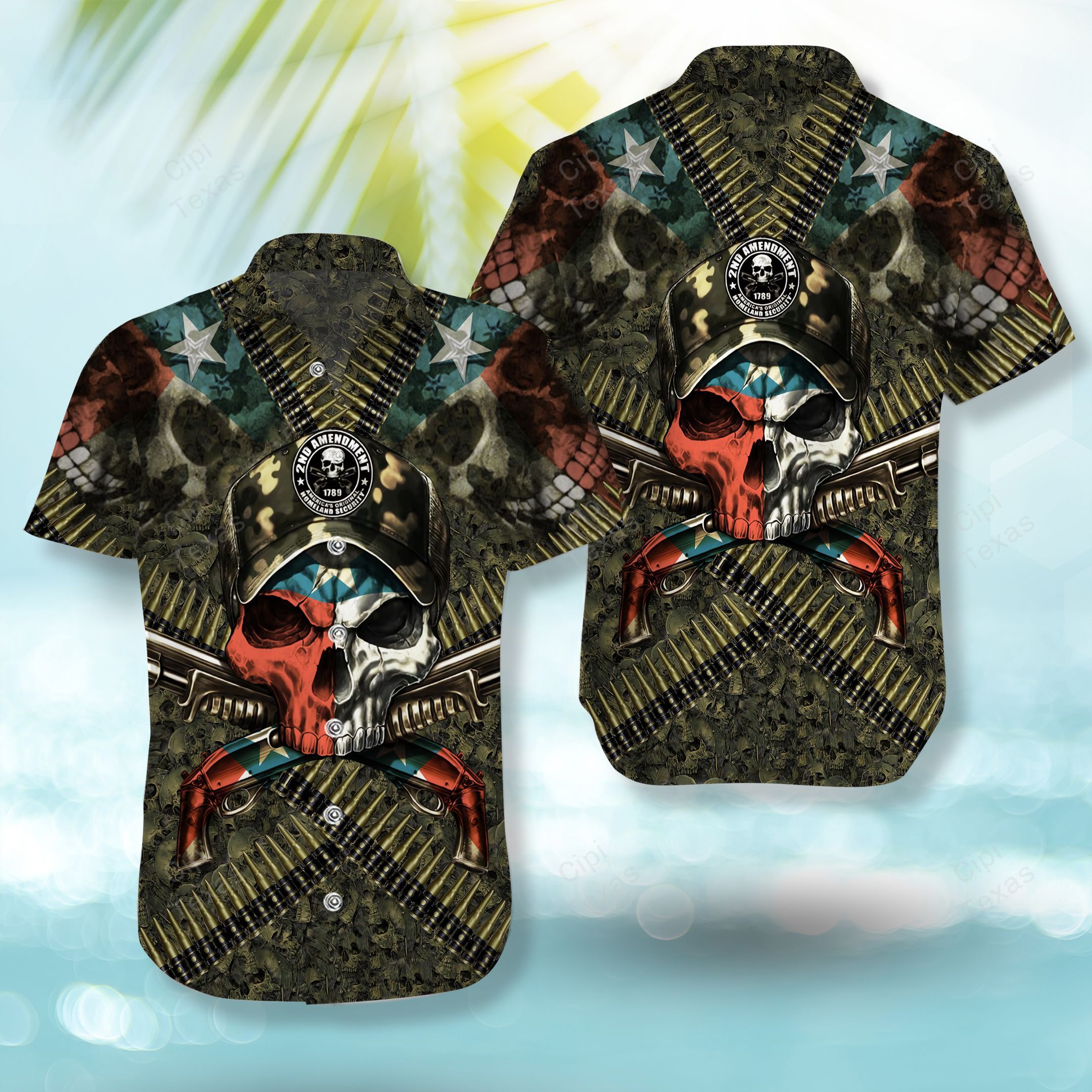 2Nd Amendment 1789 Texas’S Original Homeland Security Skull  Hawaiian Shirt | For Men & Women | Adult | Hw7959