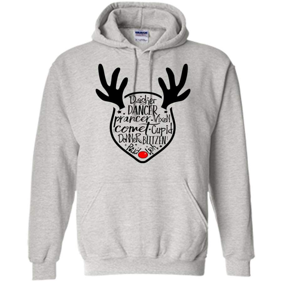 Christmas, Xmas, Reindeer Dasher, Dancer, Francer, Vixen, Comet – Gildan Heavy Blend Hoodie